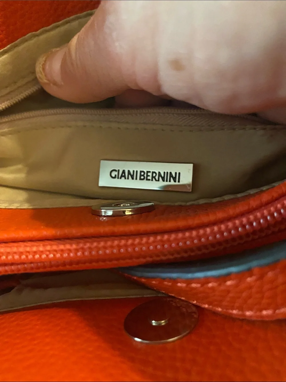 Giani Bernini Vibrant Orange Pebbled Satchel with Chain & Buckle